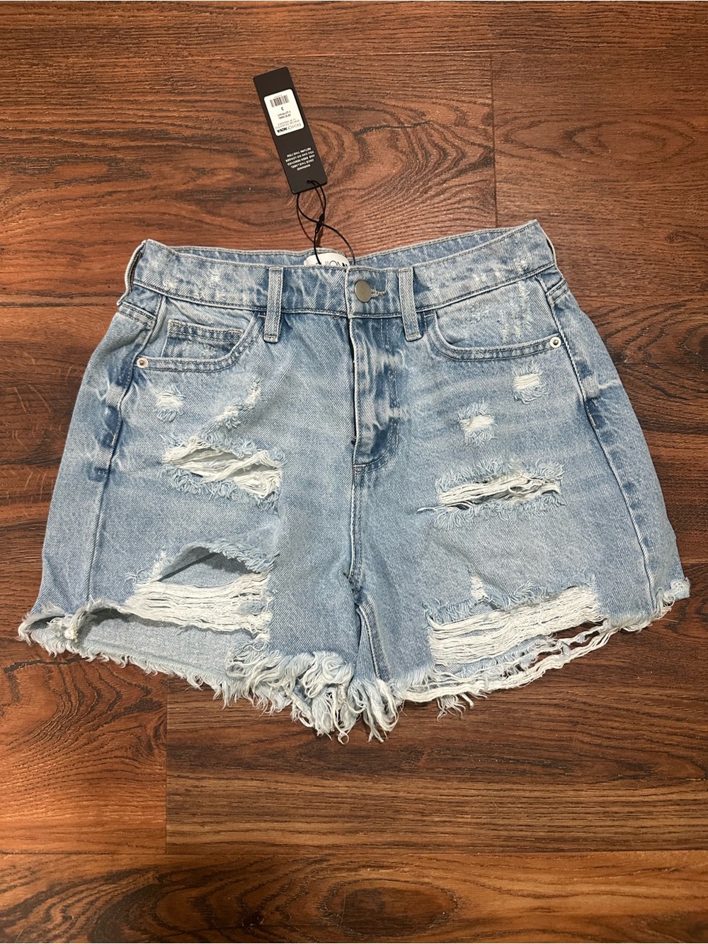 Light Wash Distressed Jean Shorts - Casual High-Rise Style SIZE 3